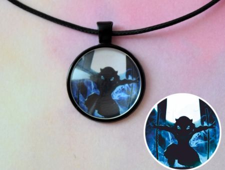 Кулон Demon Slayer Клинок, що розтинає демонів №944-0080, 25мм, з чорним шнурком