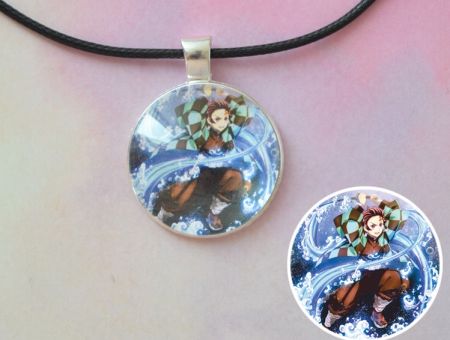 Кулон Demon Slayer Клинок, що розтинає демонів №945-0085 , 25мм, з чорним шнурком