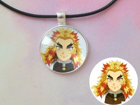 Кулон Demon Slayer Клинок, що розтинає демонів №945-0086 , 25мм, з чорним шнурком