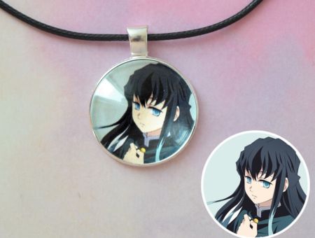 Кулон Demon Slayer Клинок, що розтинає демонів №945-0090 , 25мм, з чорним шнурком