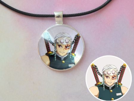 Кулон Demon Slayer Клинок, що розтинає демонів №945-0092 , 25мм, з чорним шнурком