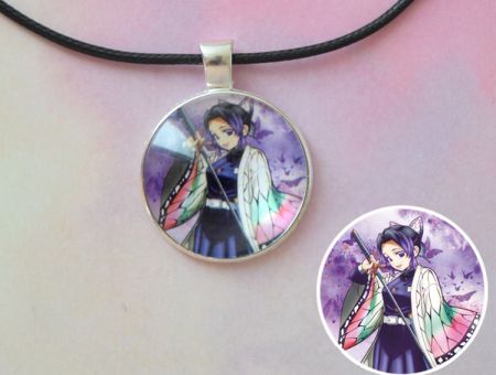 Кулон Demon Slayer Клинок, що розтинає демонів №945-0093 , 25мм, з чорним шнурком