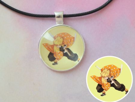 Кулон Demon Slayer Клинок, що розтинає демонів №945-0095 , 25мм, з чорним шнурком