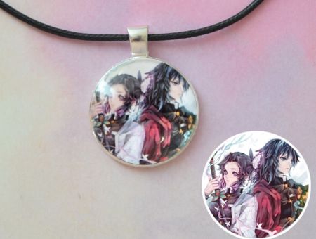 Кулон Demon Slayer Клинок, що розтинає демонів №945-0097 , 25мм, з чорним шнурком