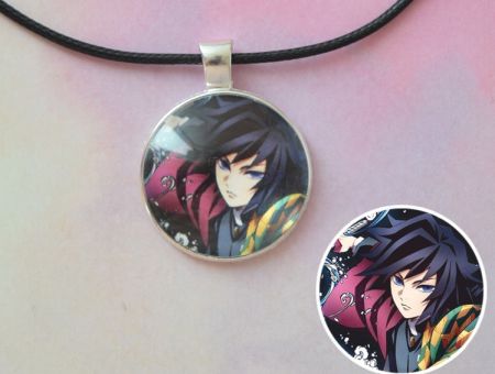 Кулон Demon Slayer Клинок, що розтинає демонів №945-0098 , 25мм, з чорним шнурком