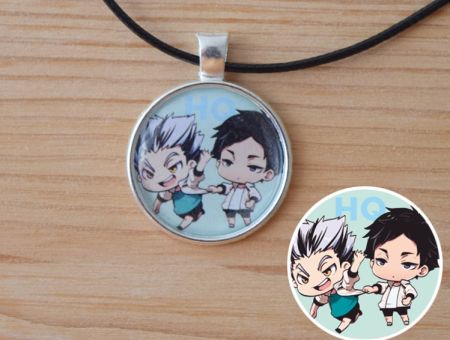 Кулон Волейбол!! Haikyuu!! Кейджі і Котаро №945-0133 , 25мм, з чорним шнурком