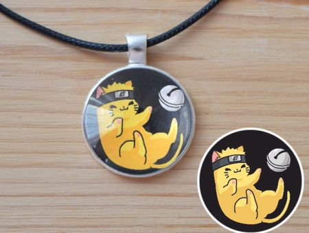 Кулон Naruto Наруто кошеня №945-0148 , 25мм, з чорним шнурком