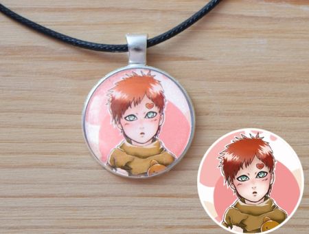 Кулон Naruto Наруто Гаара №945-0168 , 25мм, з чорним шнурком