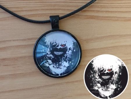 Кулон Токійський гуль Tokyo Ghoul Кен Канекі №944-0195 , 25мм, з чорним шнурком
