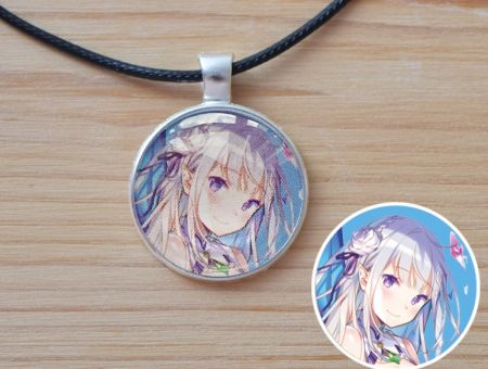 Кулон Емілія Ре: Зеро Re Zero №945-0213 , 25мм, з чорним шнурком