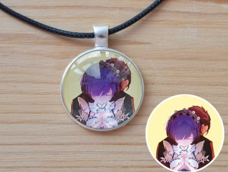 Кулон Рем та Нацукі Ре: Зеро Re Zero №945-0219 , 25мм, з чорним шнурком