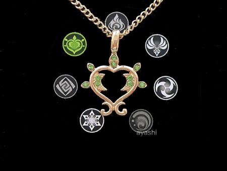 Кулон Genshin Impact Дендро елемент №0018, зі стразами