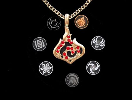 Кулон Genshin Impact Піро елемент №0019, зі стразами