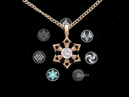 Кулон Genshin Impact Кріо елемент №0021, зі стразами