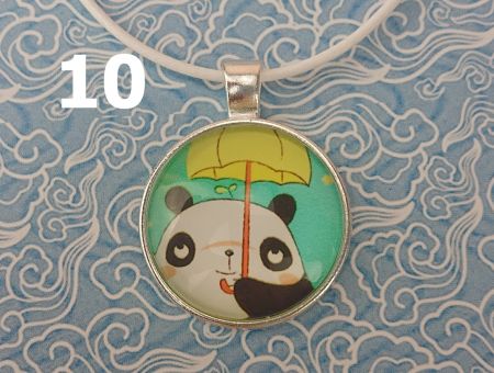 Кулон Панда сріблястий №0010 , 25мм, 1 шт на вибор, з білим шнурком