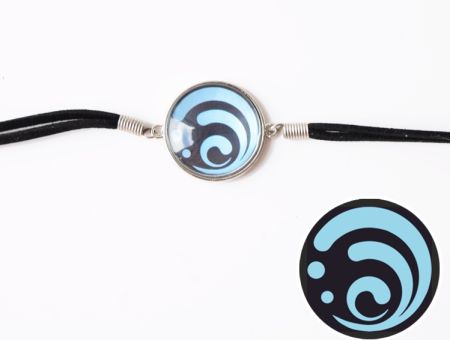 Браслет Genshin Impact Гідро (на чорному) №006-0029-2 чорний замшевий з кабошоном 25 мм