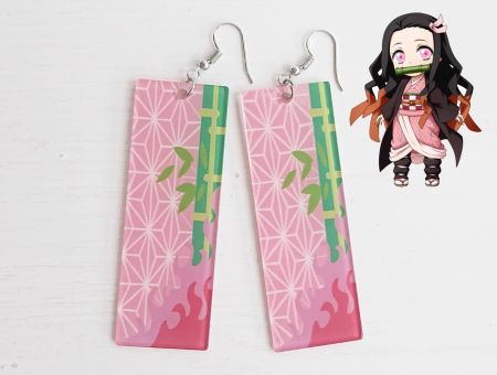 Сережки Незуко Камада Клинок, що розсікає демонів №0009-8 Kimetsu no Yaiba, Demon Slayer (швензи гачки), 1 пара