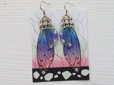 Сережки Крила фіолетово-сині Шінобу Кочо Клинок, що розсікає демонів №0042 Kimetsu no Yaiba, Demon Slayer швензи гачки та стрази