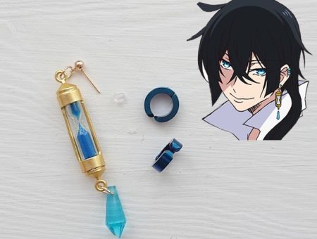 Сережка та 2 кліпси Ванітас Vanitas no Carte №0047 (золото та синій)