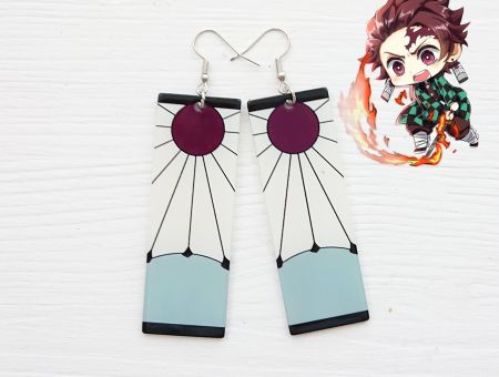 Сережки Танджиро Камадо Клинок, що розсікає демонів №0009-5 Kimetsu no Yaiba, Demon Slayer (швензи гачки), 1 пара