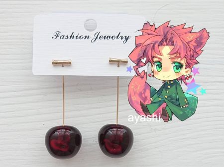 Серьги Вишни темные ДжоДжо Jojo's Bizarre Adventure  №0032 , 1 пара