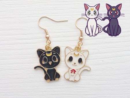 №0040 Серьги-гачки Сейлор мун Луна та Артеміс Sailor Moon 1 пара