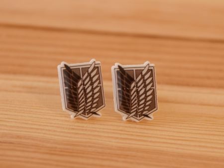 Сережки Attack on Titan герб розвідкорпусу Атака титанів №0011-1 (швензи цвяхи), 1 пара