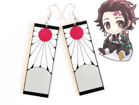 Сережки Танджиро Камадо Клинок, що розсікає демонів №0009-2 Kimetsu no Yaiba, Demon Slayer (швензи гачки), 1 пара
