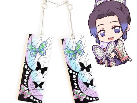 Сережки Шінобу Кочо Клинок, що розсікає демонів №0009-3 Kimetsu no Yaiba, Demon Slayer (швензи цвяхи)