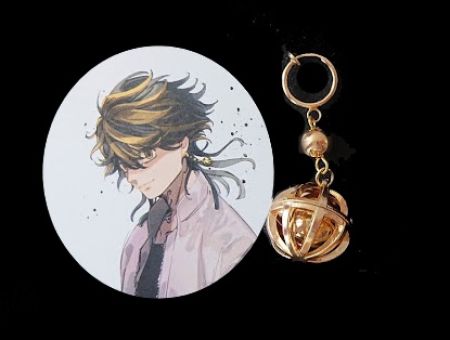 Сережка кліпса Казутори Токійські месники №0018 Tokyo Revengers, золотий колір 1 шт