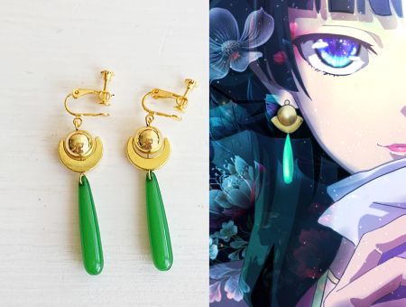 Сережки-кліпси МаоМао Монолог травниці №0062 зелені з кулькою 