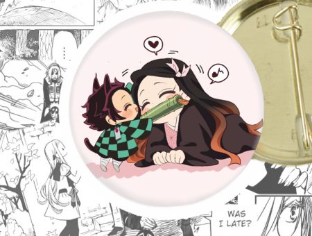 Значок Demon Slayer Незуко із Танджіро 44-004341 Круглий