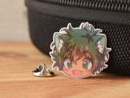 ПИН-0018-3 Значок Мидория  (голова) BNHA фиігурный с застежкой-пином