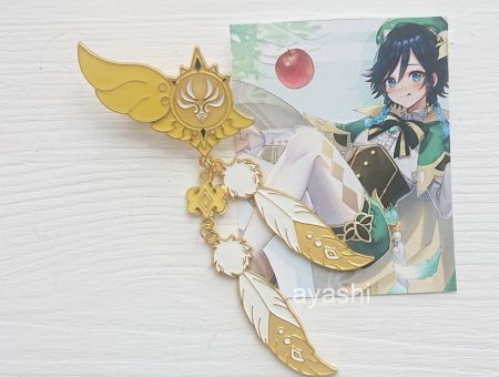 Значок Genhsin Impact Геншин Імпакт Око бога Венті (ЗОЛОТЕ) фігурний з застібкою-піном ПИН-0012-10