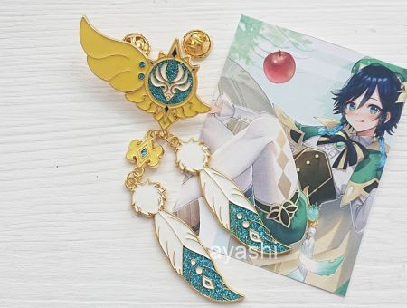 Значок Genhsin Impact Геншин Імпакт Око бога Венті фігурний з застібкою-піном ПИН-0012-11