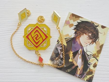 Значок Genhsin Impact Геншин Імпакт Чжун Лі Око бога фігурний з застібкою-піном ПИН-0012-15