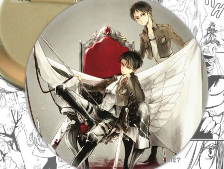 Значок Атака Титанів Ерен і Леві Attack on Titan 001536