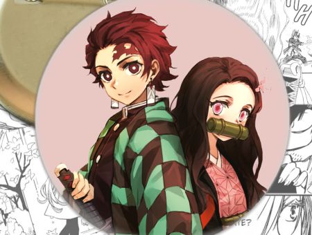 Значок Клинок, що розтинає демонів Demon Slayer 001949 Круглий аніме