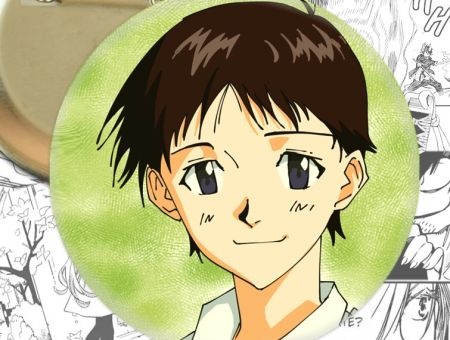 Круглый значок аниме Evangelion Синдзи Икари 002060