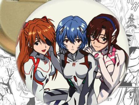 Значок аниме Evangelion Рей , Аска и Мари 002062