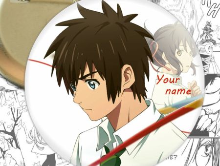 Значок Твоє ім'я Your Name Міцуха Міямідзу, Такі Татібана 002119
