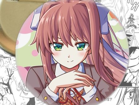 круглый значок Моника Doki Doki Literature Club! 002676 