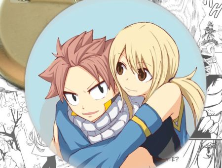 круглый значок Нацу и Люси Хвост Феи Fairy Tail  002966 
