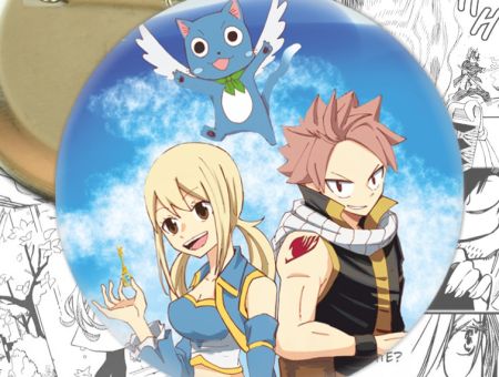 круглый значок Нацу, Люси и Хэппи Хвост Феи Fairy Tail  002967 