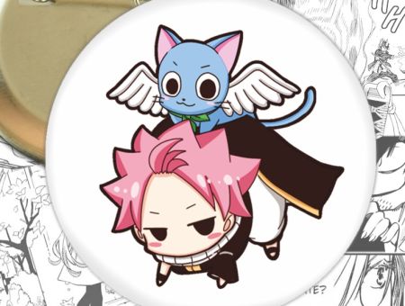 круглый значок Нацу и Хэппи Хвост Феи Fairy Tail  002973 