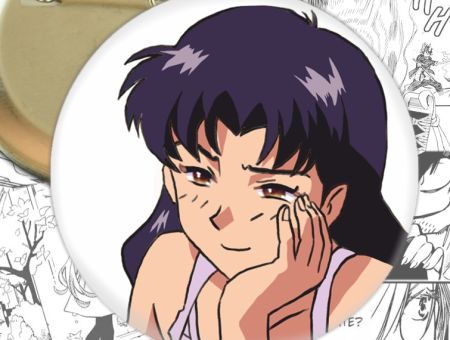 Круглый значок аниме Evangelion Мисато Кацураги 003064
