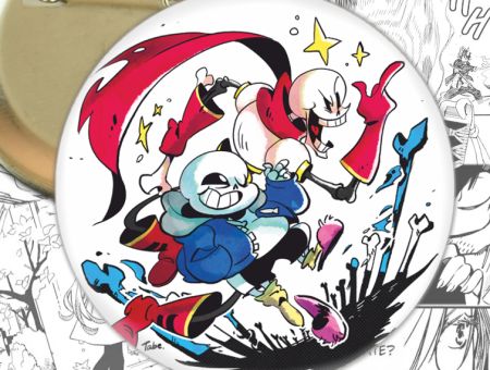 Круглый значок Санс и Папирус Undertale 003089