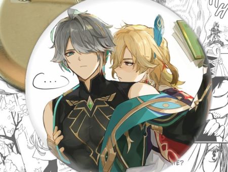 Значок Аль-Хайтам та Кавех Genshin Impact 003114 Круглий