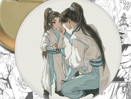 Значок Хаскі та його Вчитель Білий Кіт 003143