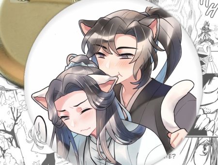 Значок Хаскі та його Вчитель Білий Кіт 003151